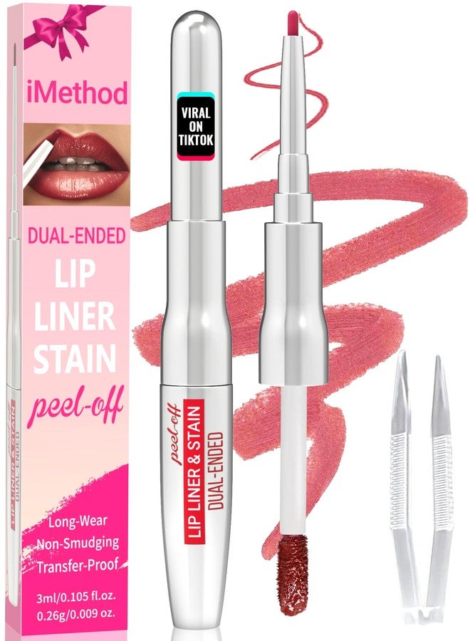 iMethod Lip Liner Stain - Lip Stain, 2-In-1 Dual-Ended Peel Off Lip Stain with Tweezer, Natural Long Lasting Peel Off Lip Liner, Easy to Use for All Skin Types, Stay All Day, Nude Pink - Image 1